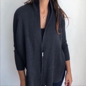Cabi 3366 Cosmo Grey Oversized Ribbed ZipUp Sweater Cardigan
